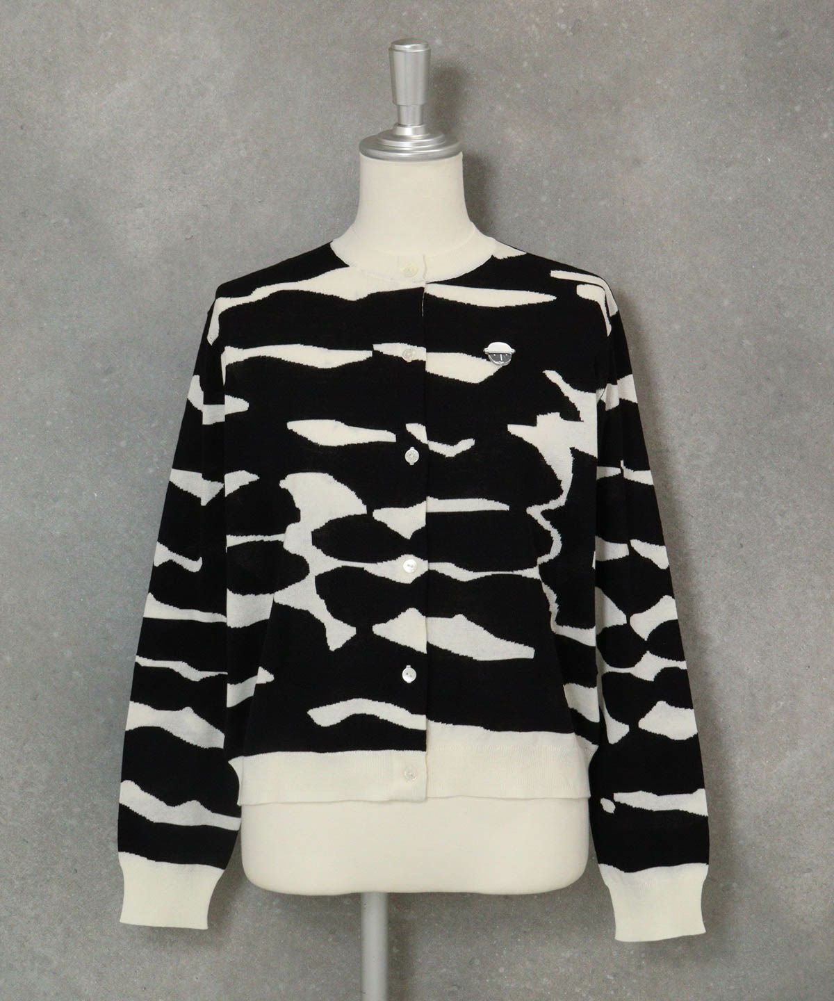 ヴィンテージ柄コットンカーディガン（ブラック）