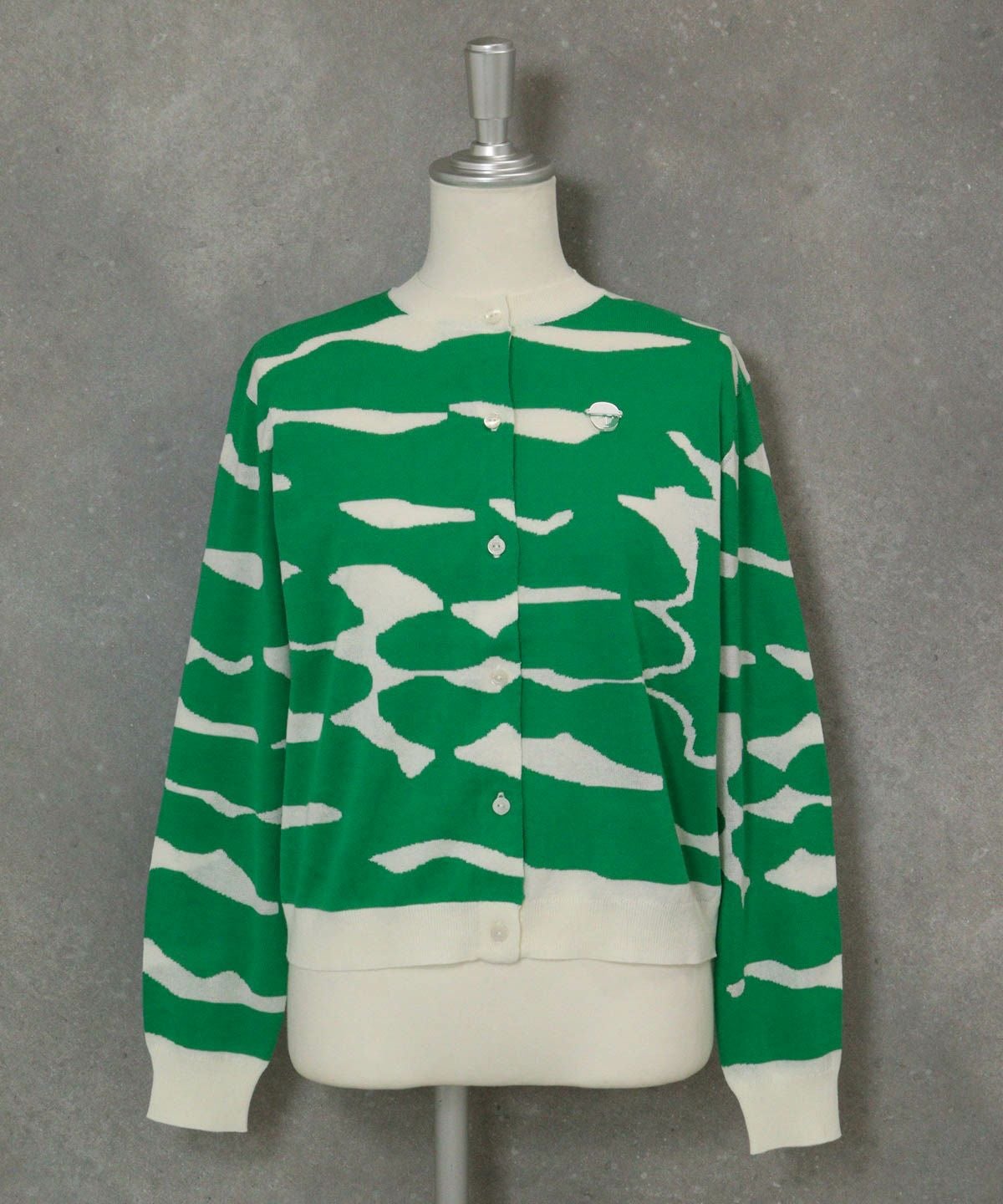 ヴィンテージ柄コットンカーディガン（グリーン）