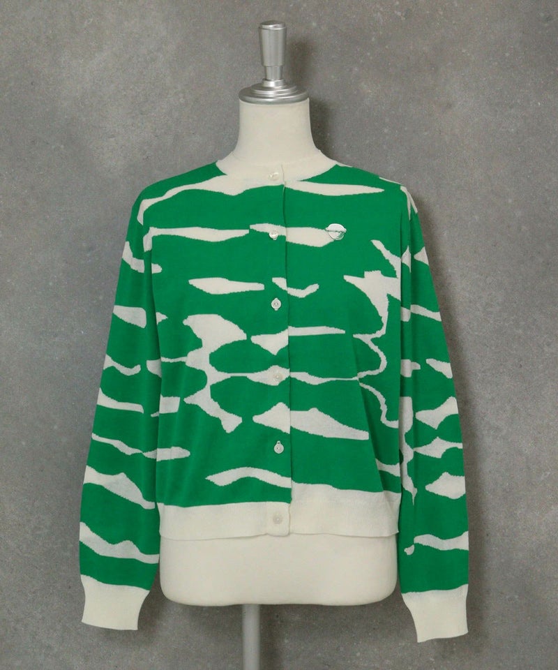 ヴィンテージ柄コットンカーディガン（グリーン）