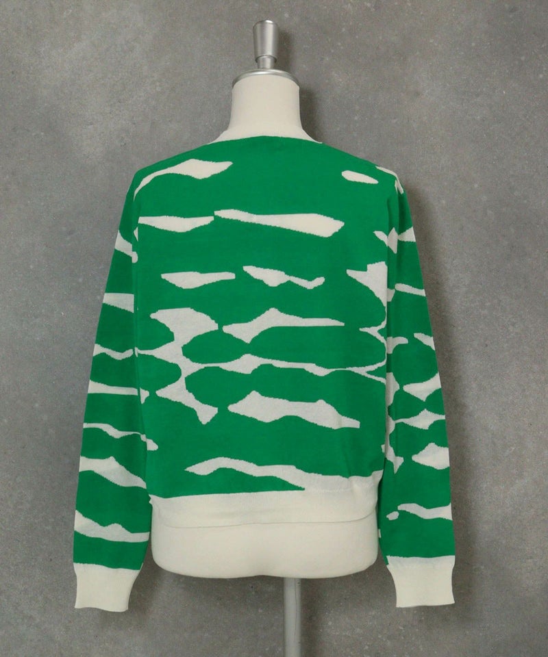 ヴィンテージ柄コットンカーディガン後（グリーン）