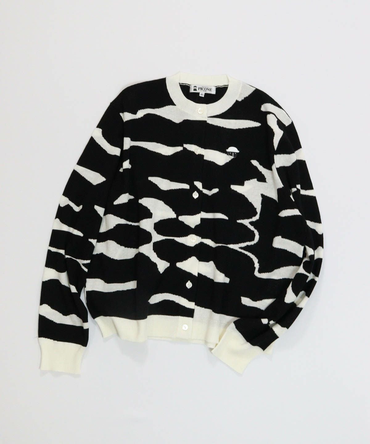 ヴィンテージ柄コットンカーディガン（ブラック）