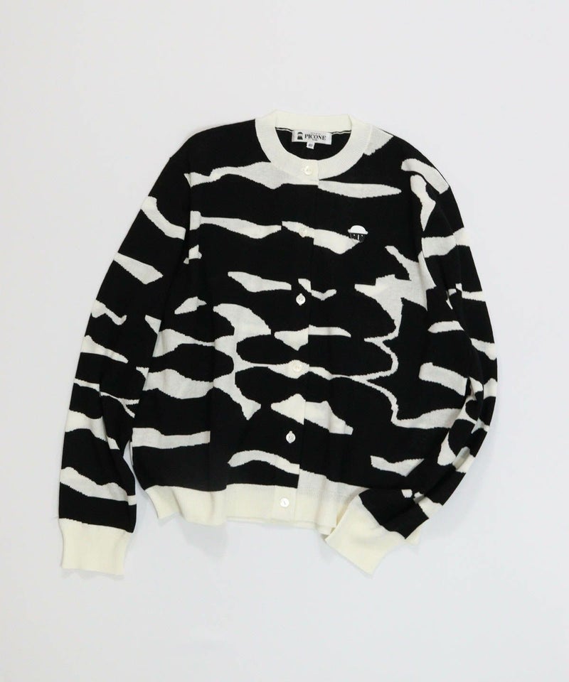 ヴィンテージ柄コットンカーディガン（ブラック）