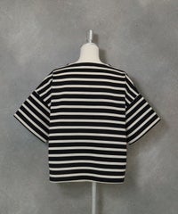  コットン100％天竺ボーダープルオーバー後（ブラック）