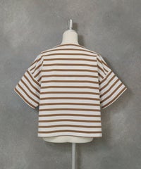 コットン100％天竺ボーダープルオーバー後（ベージュ）