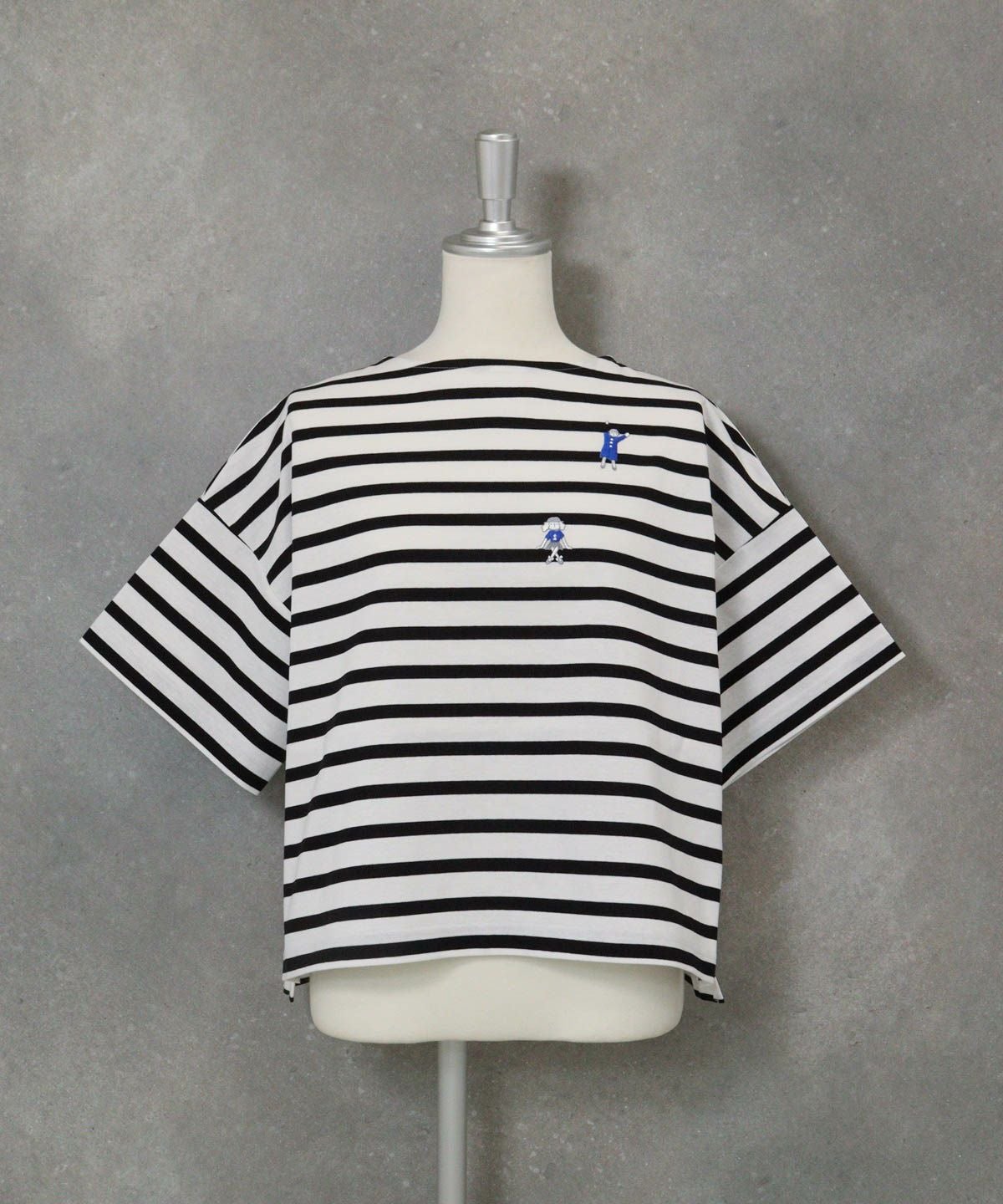 コットン100％天竺ボーダープルオーバー（ホワイト）