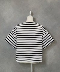 コットン100％天竺ボーダープルオーバー後（ホワイト）