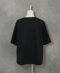 コットン100％5分袖刺繍プルオーバー後（ブラック）