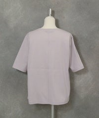 コットン100％5分袖刺繍プルオーバー後（ライトグレー）