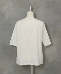 コットン100％5分袖刺繍プルオーバー後（ホワイト）