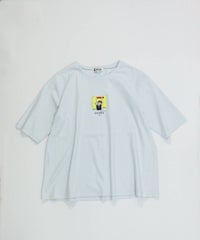 コットン100％5分袖刺繍プルオーバー（ライトブルー）