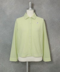 レース調襟付きシャツ（ライトグリーン）