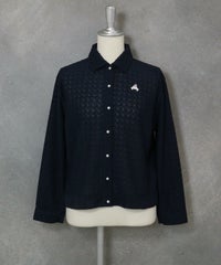 レース調襟付きシャツ（ネイビー）