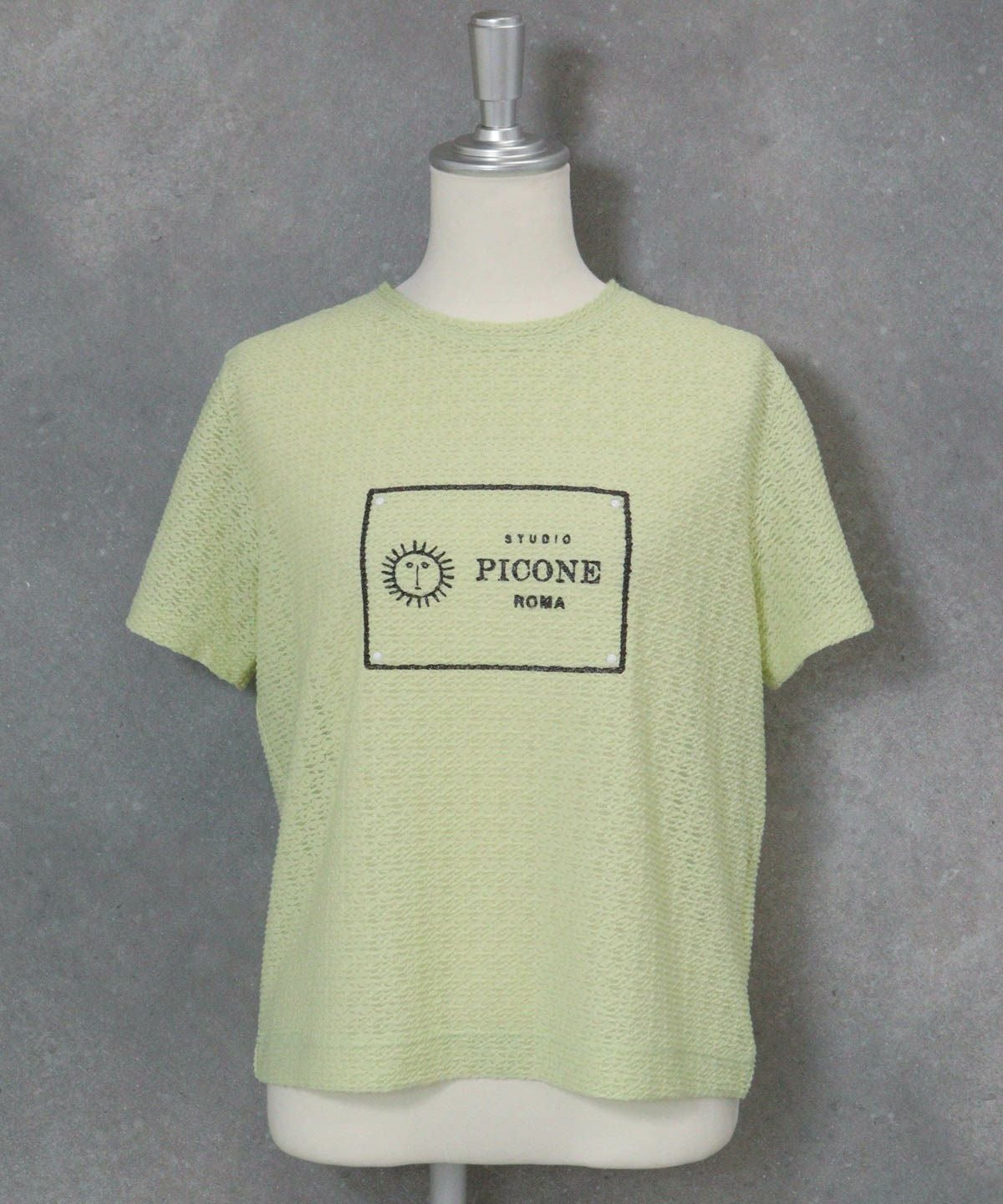 レース地タック袖プルオーバー（ライトグリーン）