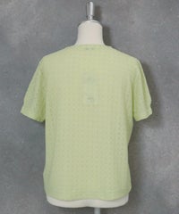 レース地タック袖プルオーバー後（ライトグリーン）