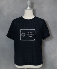 レース地タック袖プルオーバー（ネイビー）