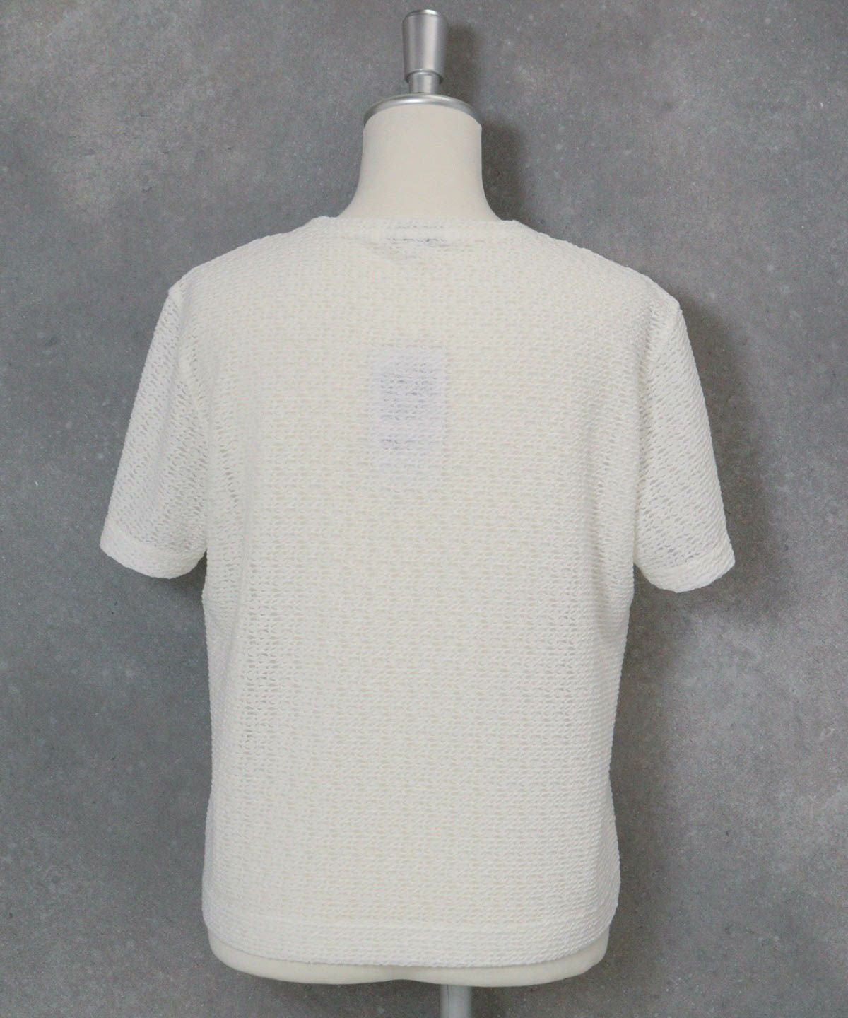 レース地タック袖プルオーバー後（ホワイト）