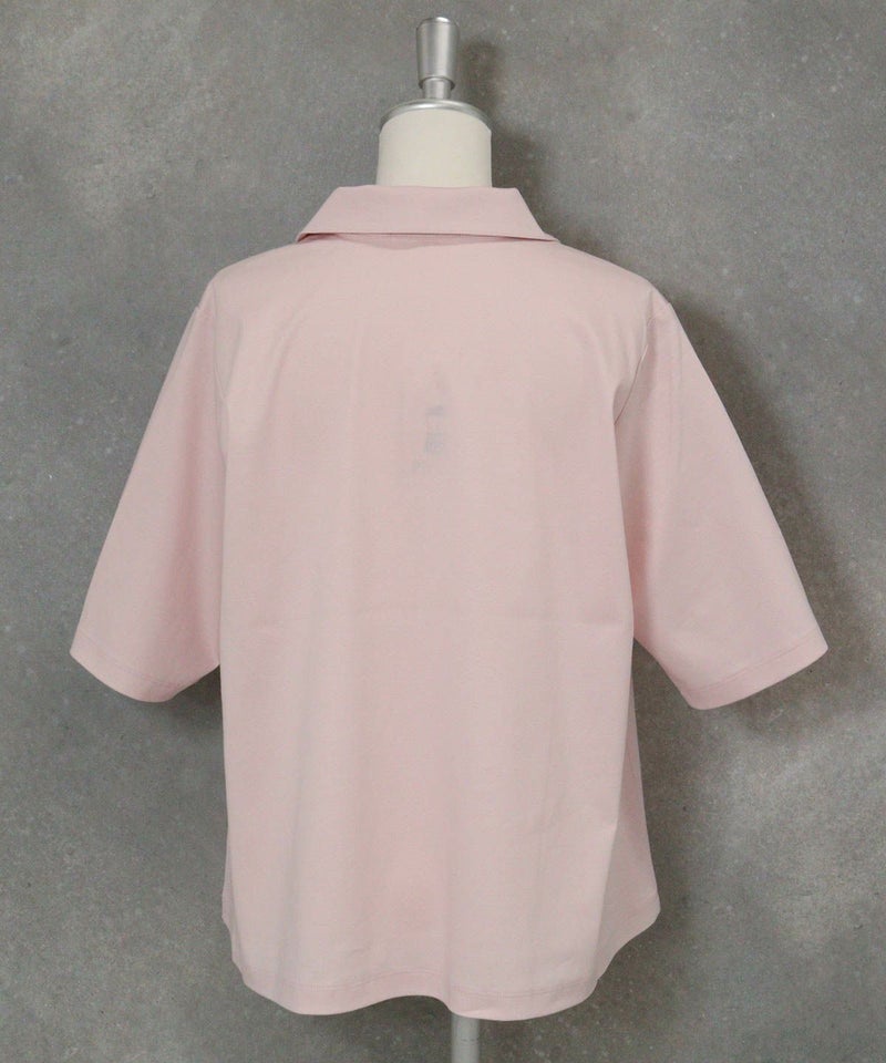 コットン100％スキッパープルオーバー後（ピンク）