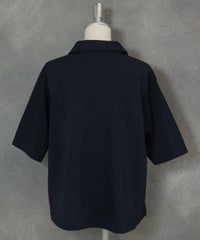 コットン100％スキッパープルオーバー後（ネイビー）