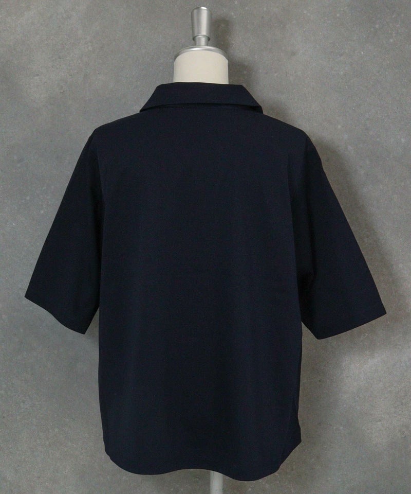 コットン100％スキッパープルオーバー後（ネイビー）