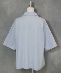 コットン100％スキッパープルオーバー後（ライトブルー）