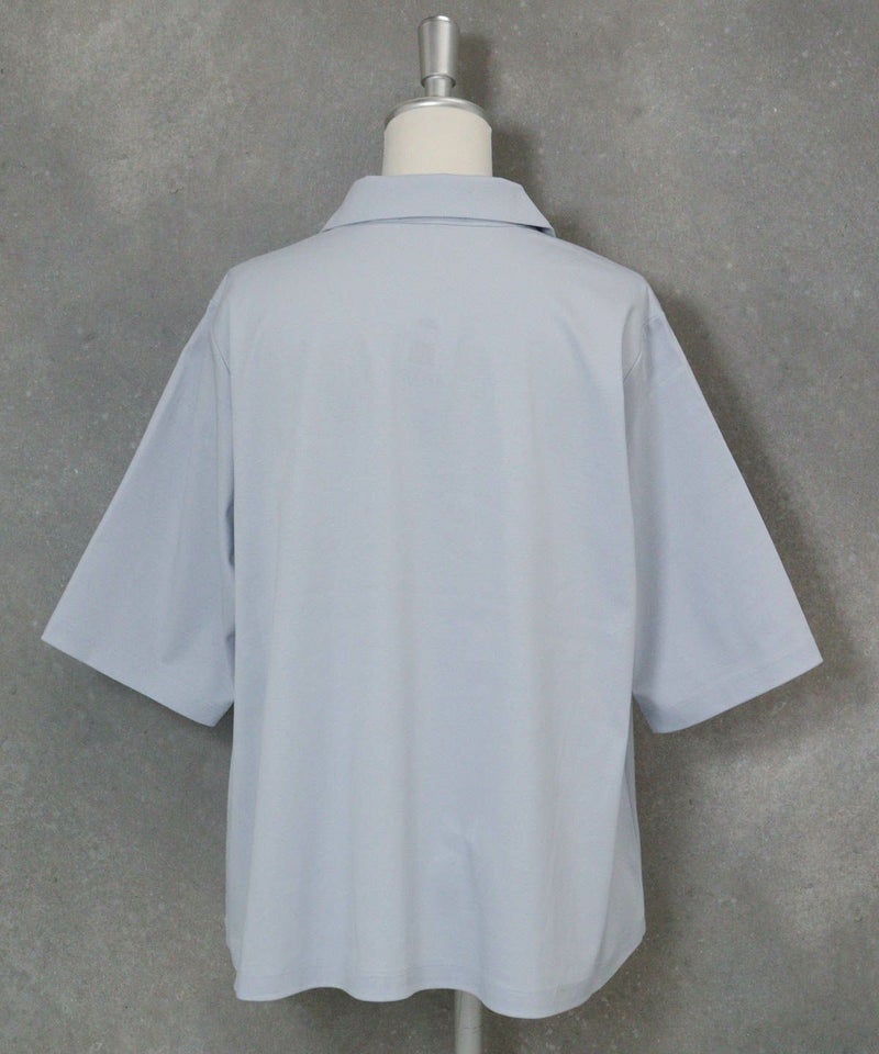 コットン100％スキッパープルオーバー後（ライトブルー）