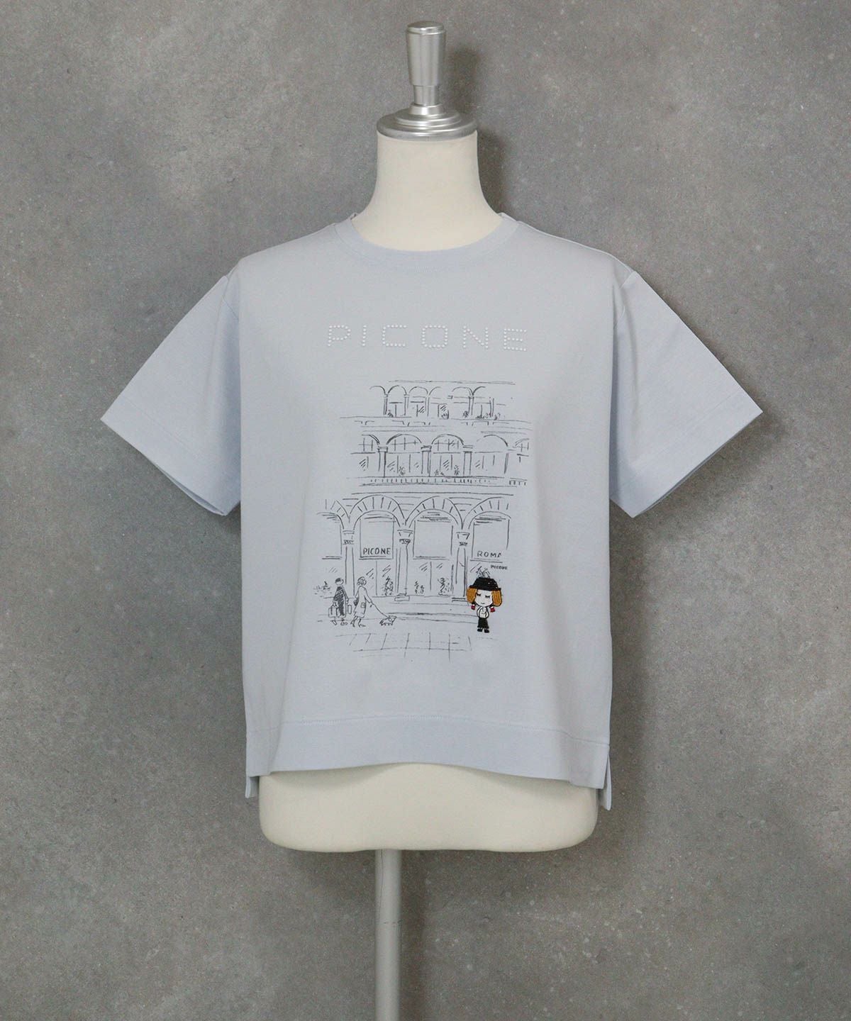 コットン混冷感ポンチプルオーバー（ライトブルー）