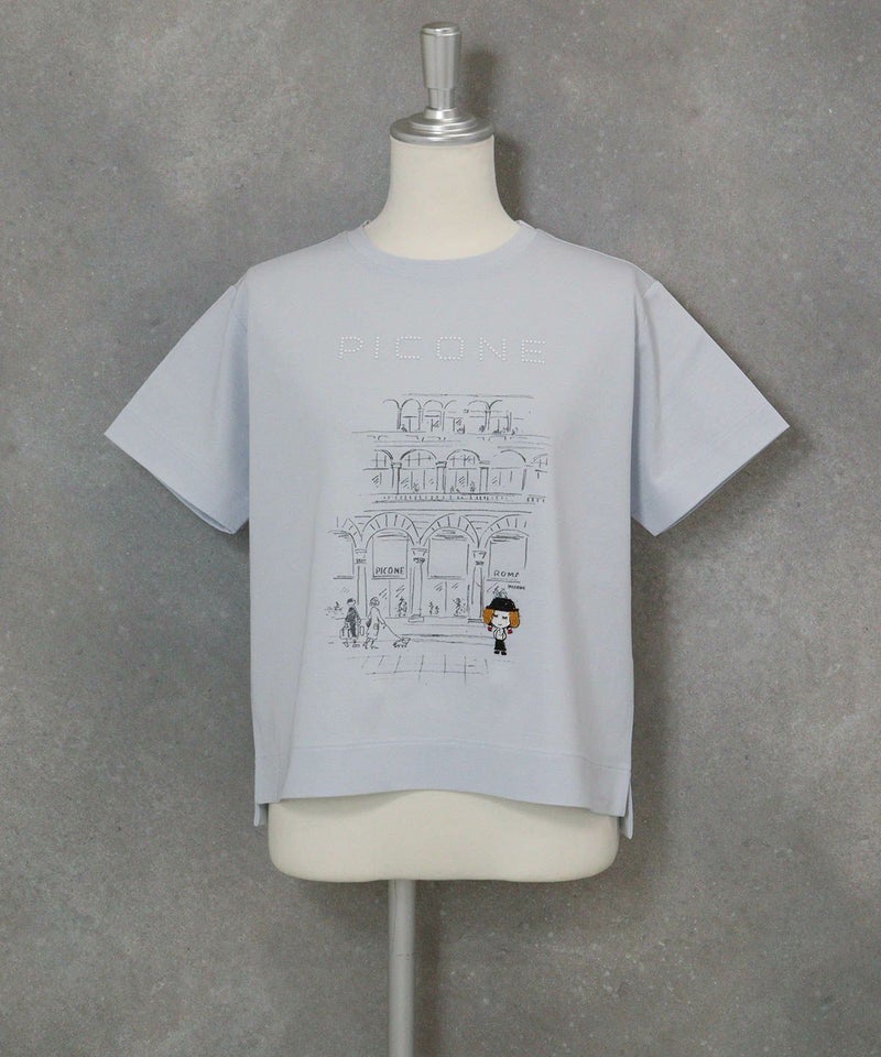 コットン混冷感ポンチプルオーバー（ライトブルー）