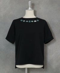 コットン100％ビーズ刺繍UVプルオーバー（ネイビー）