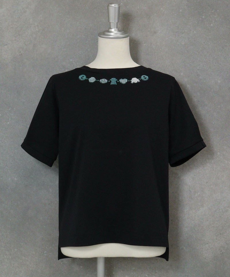 コットン100％ビーズ刺繍UVプルオーバー（ネイビー）