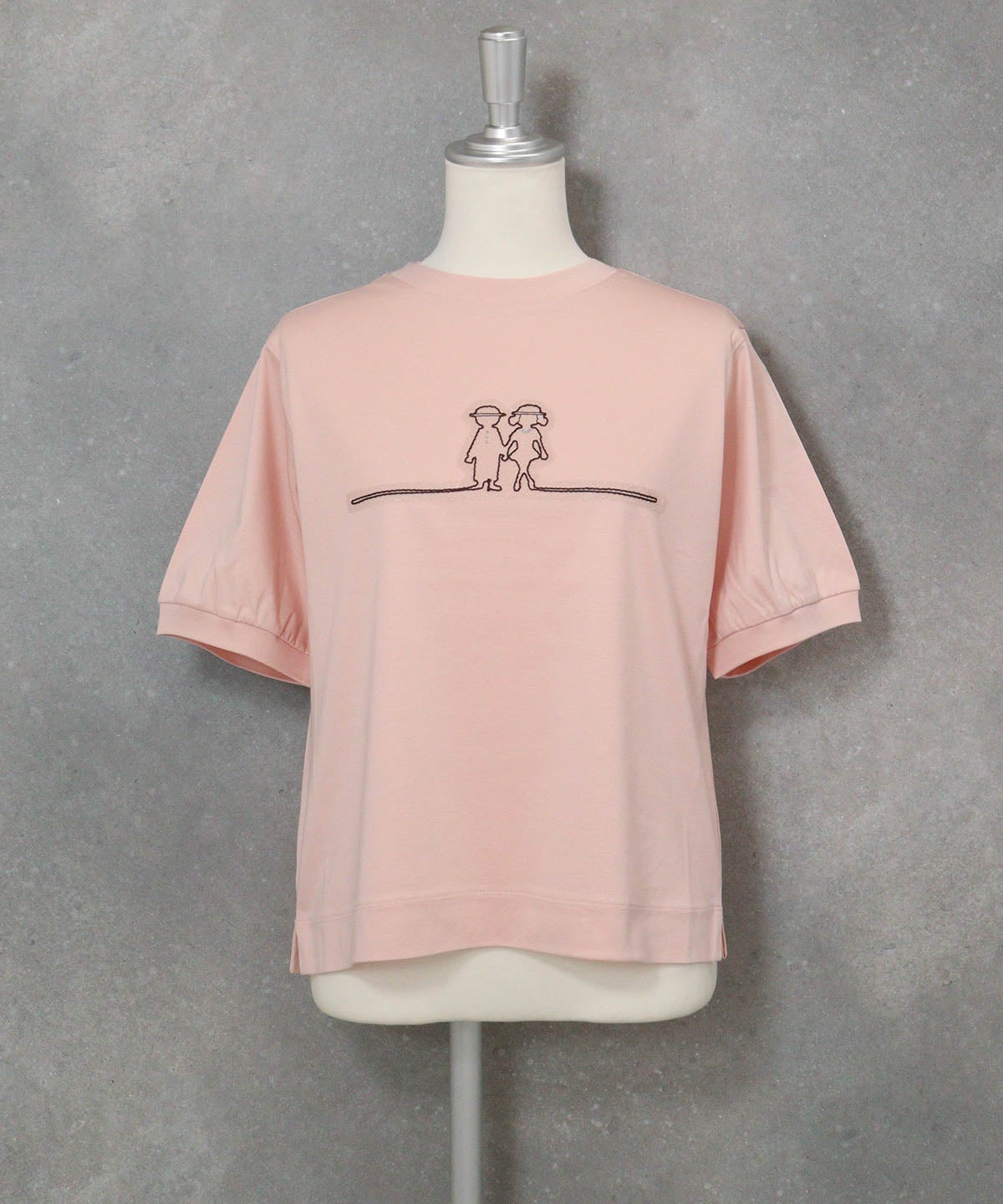 チュール刺繍冷感プルオーバー(ピンク)前