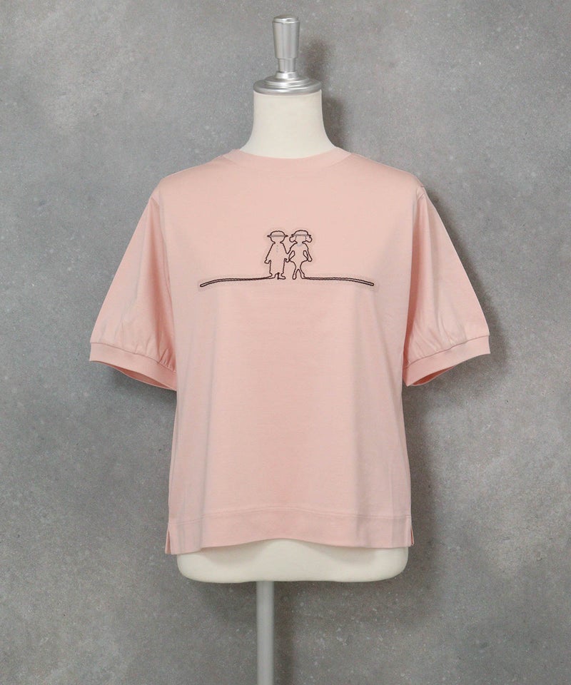 チュール刺繍冷感プルオーバー(ピンク)前