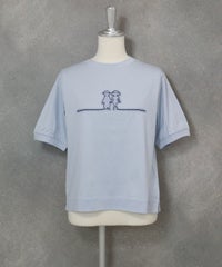 チュール刺繍冷感プルオーバー(ライトブルー)前