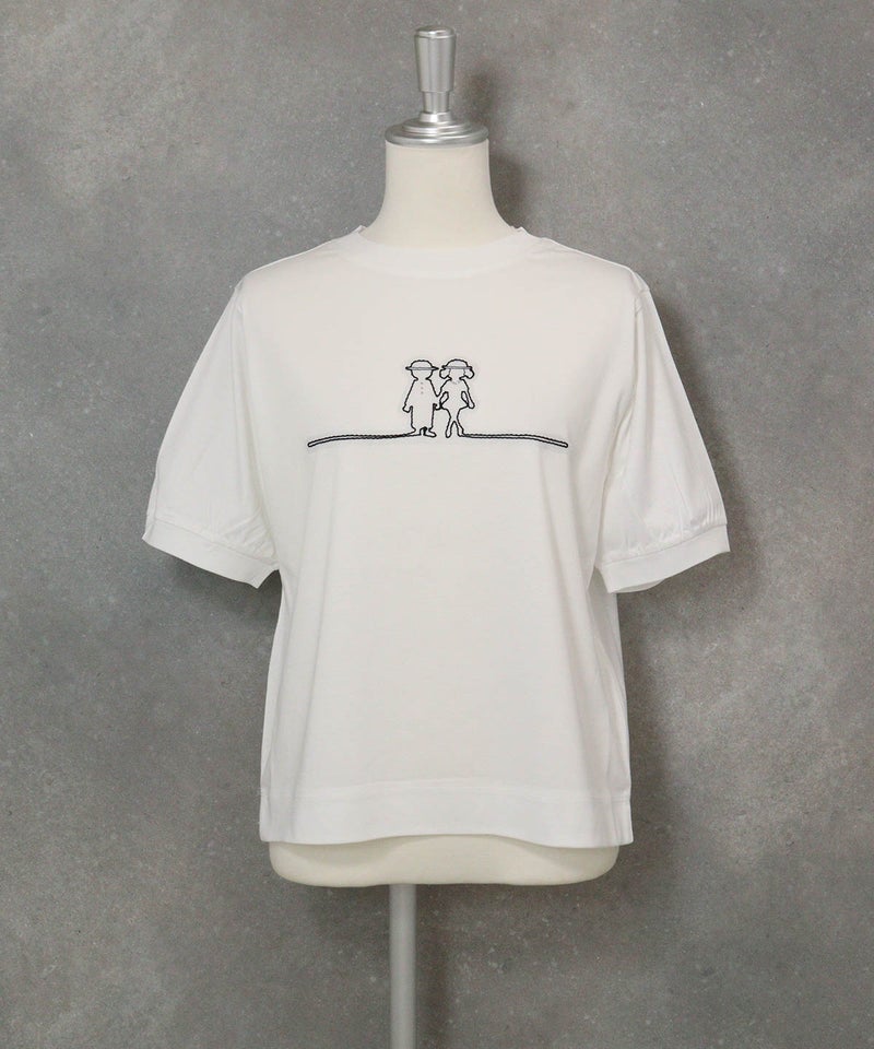 チュール刺繍冷感プルオーバー(ホワイト)前