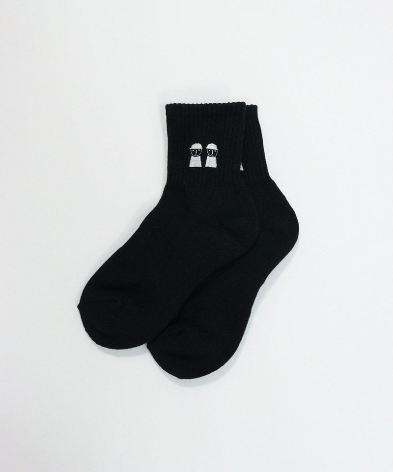 ピコ刺繍リブソックス（ブラック）