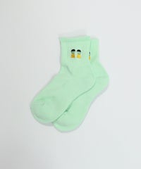 ピコ刺繍リブソックス（ライトグリーン）