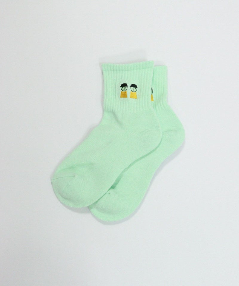 ピコ刺繍リブソックス（ライトグリーン）