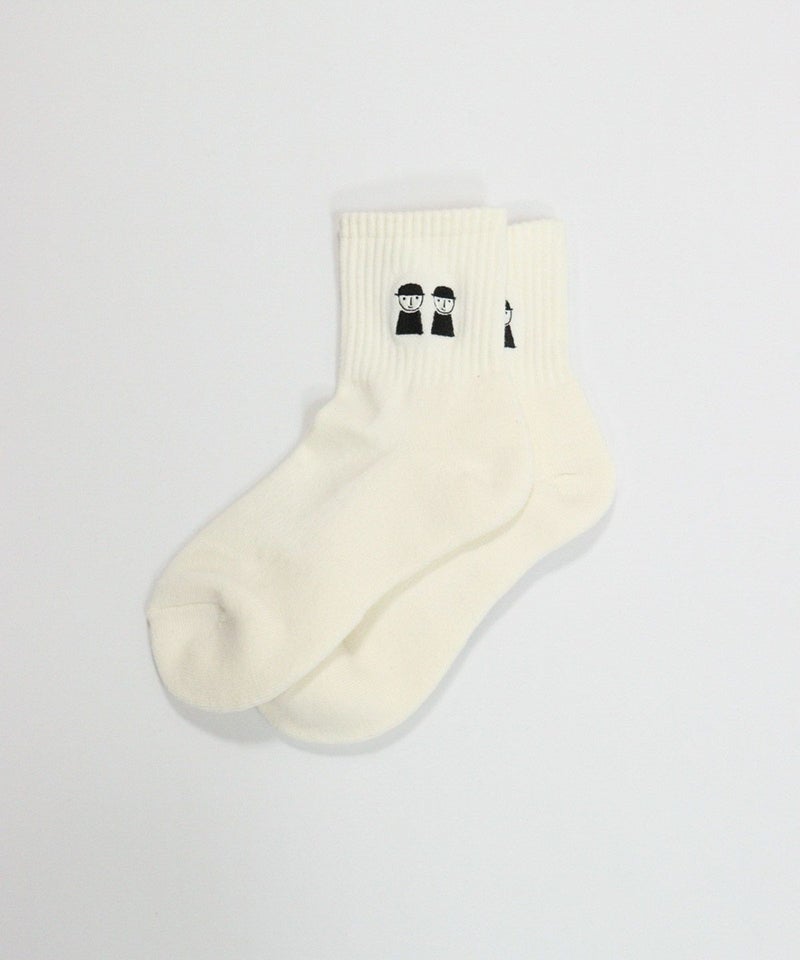 ピコ刺繍リブソックス（ホワイト）