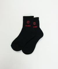 太陽刺繍リブソックス（ブラック）