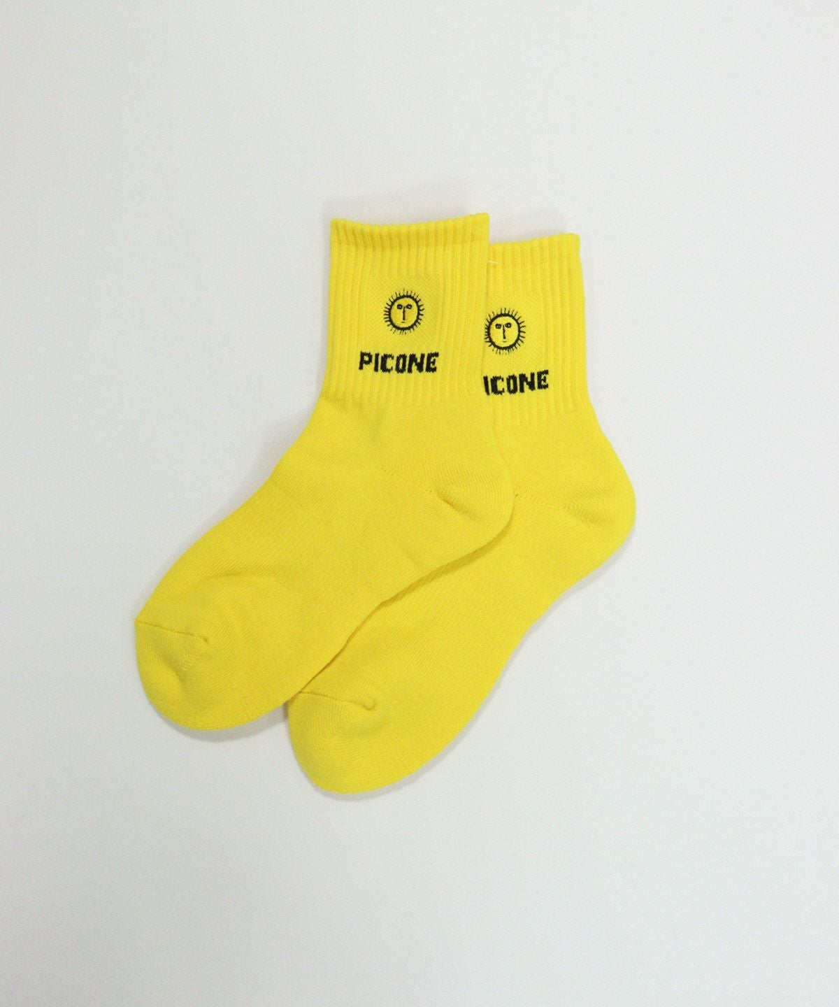 太陽刺繍リブソックス（イエロー）
