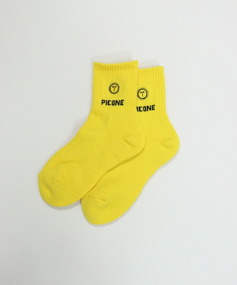 太陽刺繍リブソックス（イエロー）