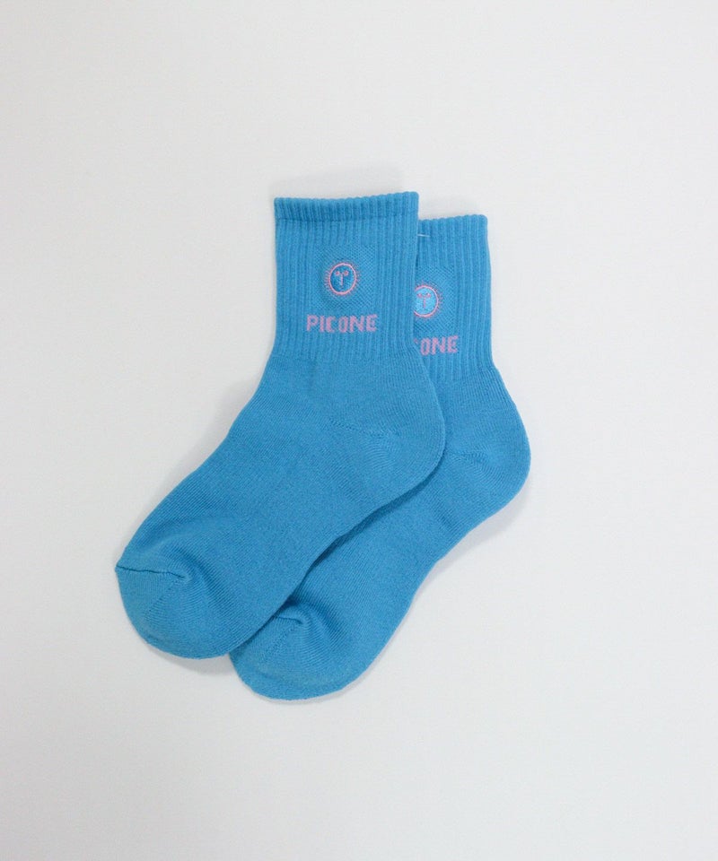 太陽刺繍リブソックス（ブルー）