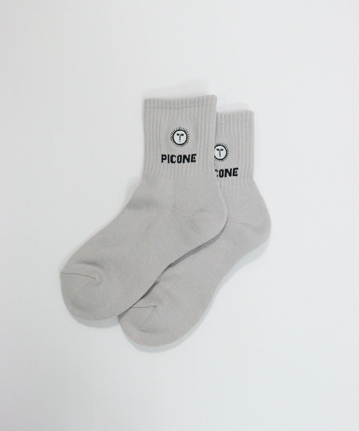 太陽刺繍リブソックス（ライトグレー）