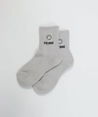 太陽刺繍リブソックス（ライトグレー）