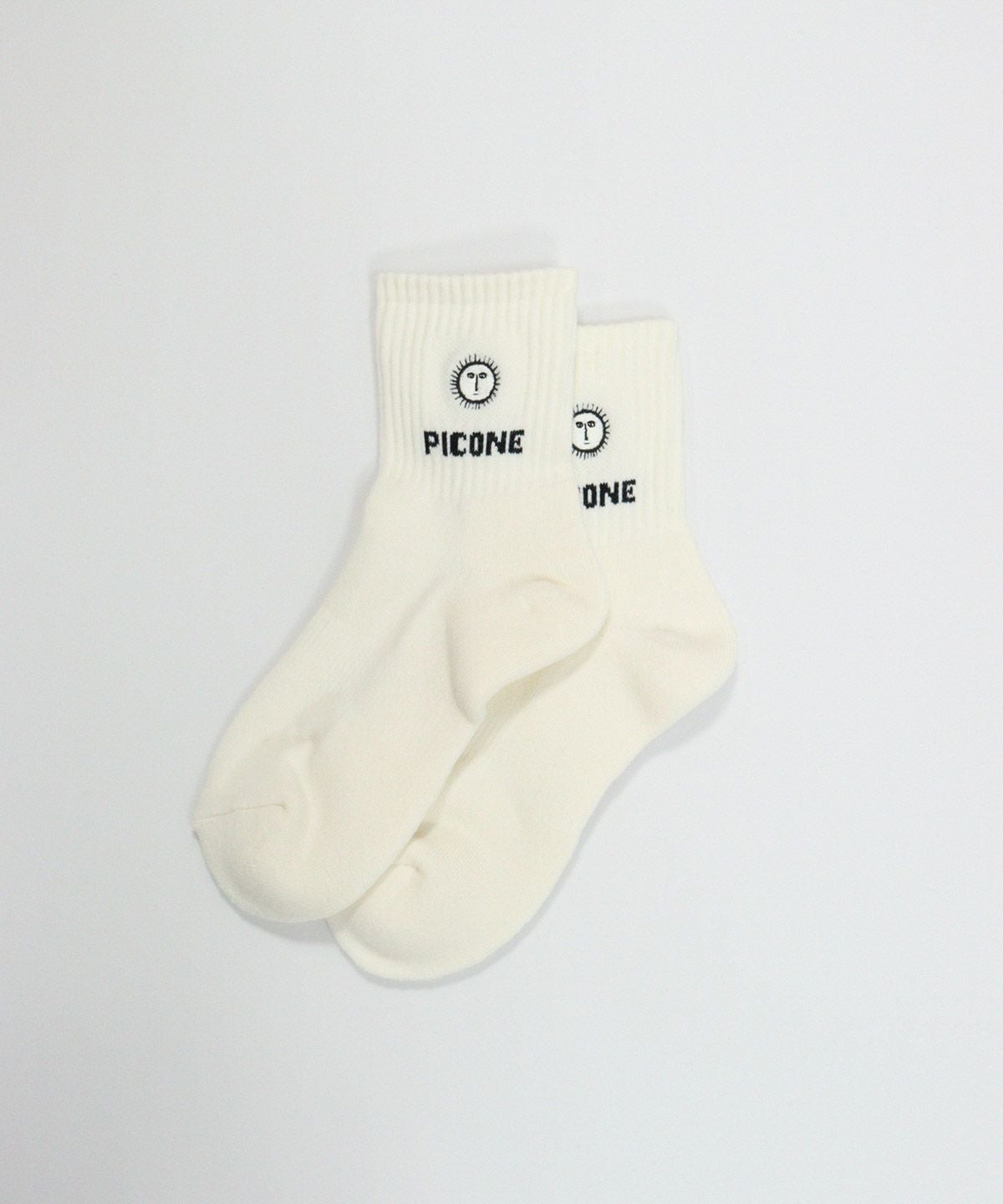 太陽刺繍リブソックス（ホワイト）