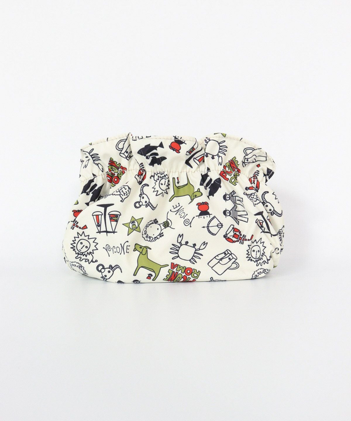 総柄ポーチ(ホワイト×マルチ)