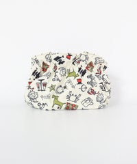 総柄ポーチ(ホワイト×マルチ)