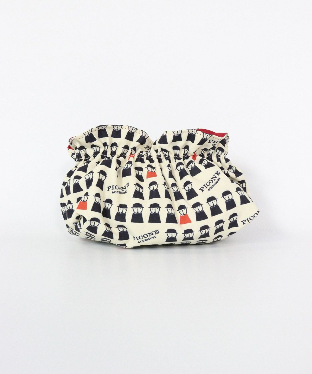 総柄ポーチ(ホワイト×ブラック)