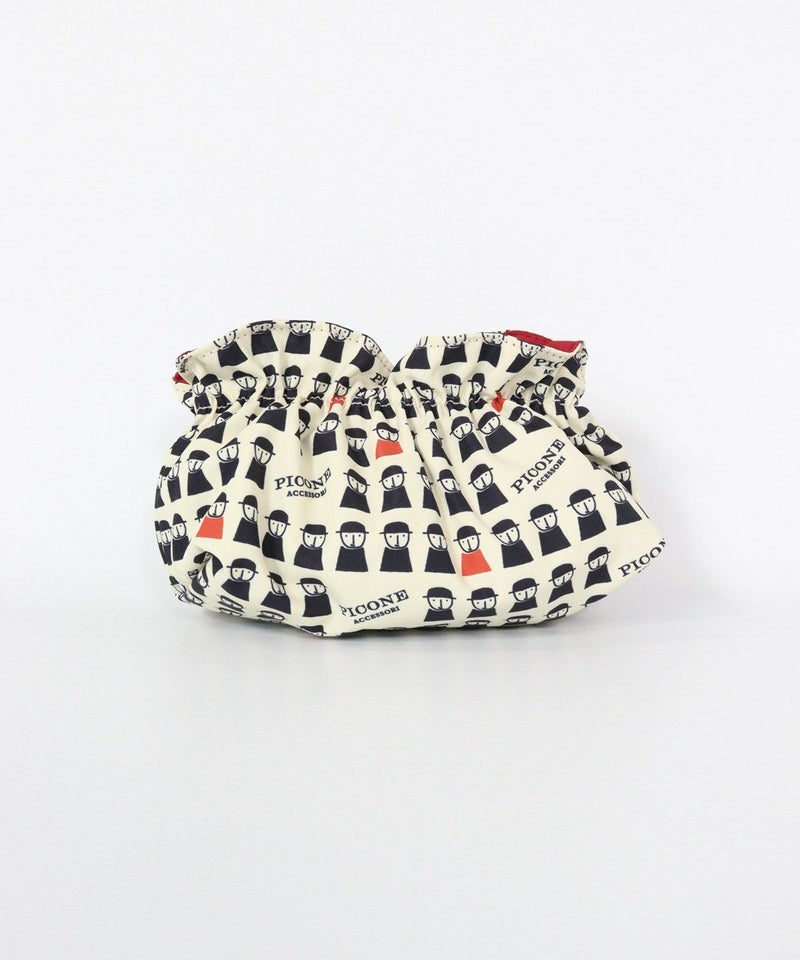 総柄ポーチ(ホワイト×ブラック)