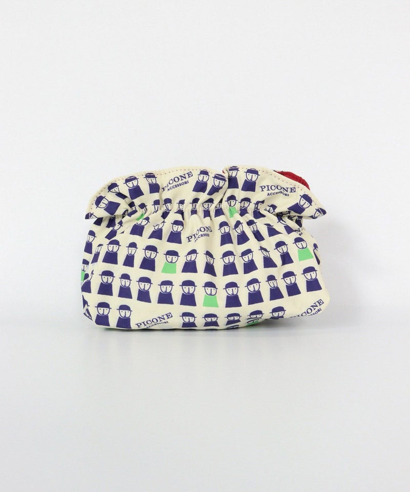 総柄ポーチ(ホワイト×ネイビー)