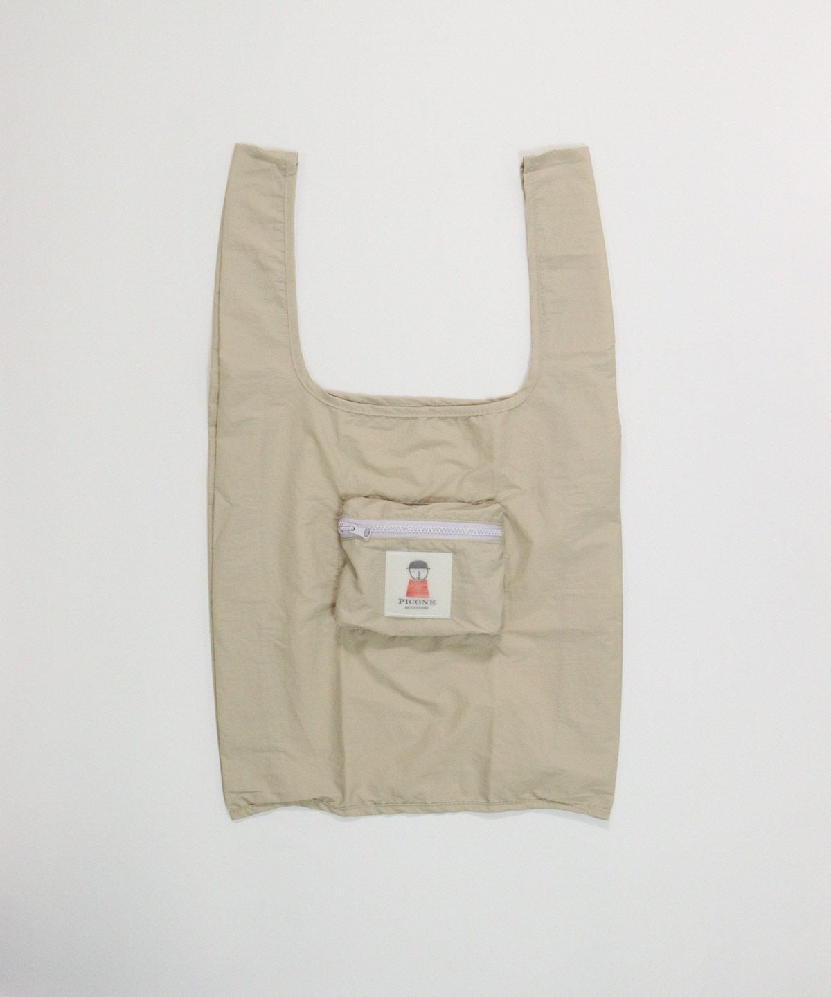 折りたたみエコバッグ(ベージュ)前